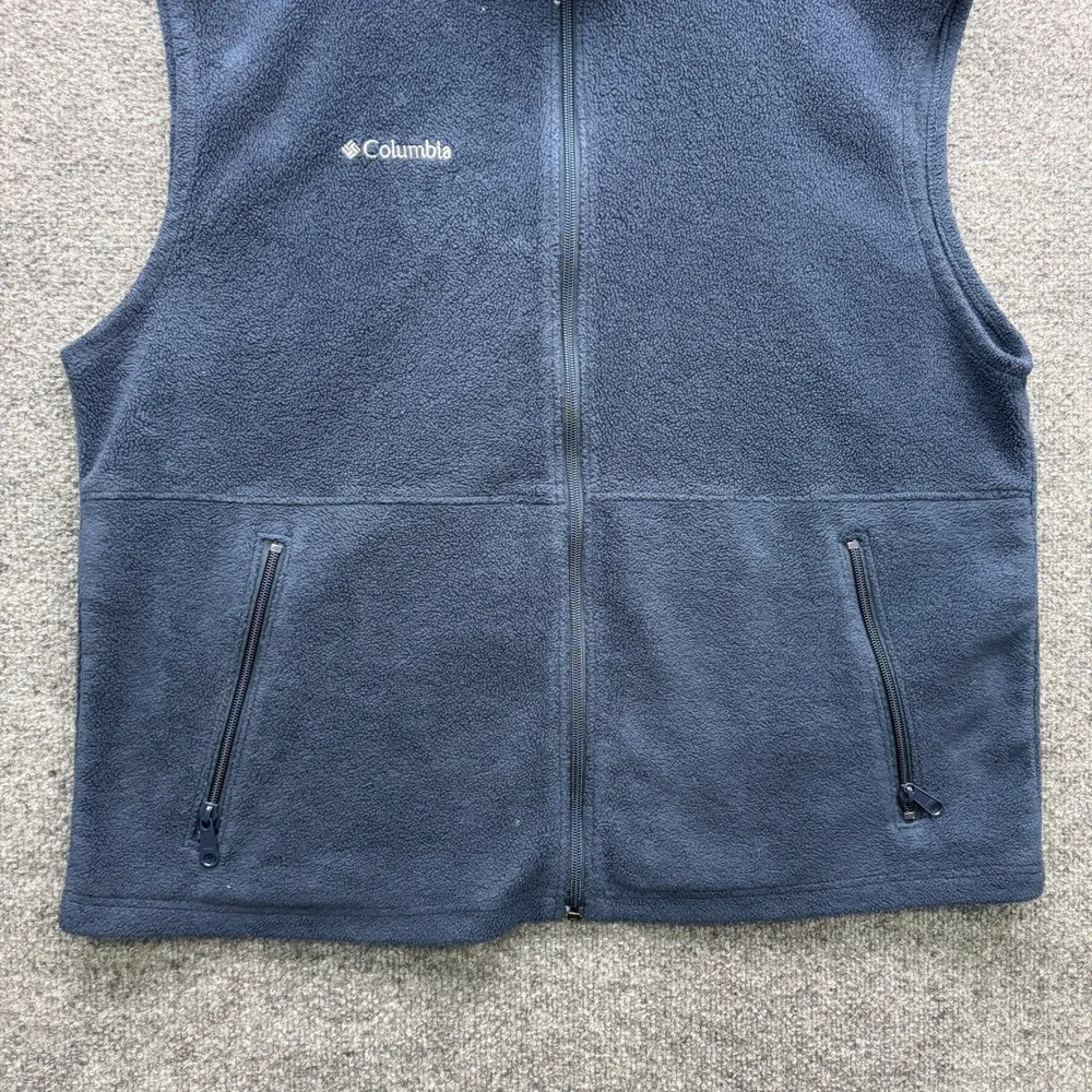 Columbia Steens Mountain Fleece Vest‎ Mens L Navy Blue Sleeveless Outdoor Fleece